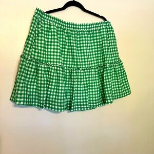 Draper James green gingham skirt